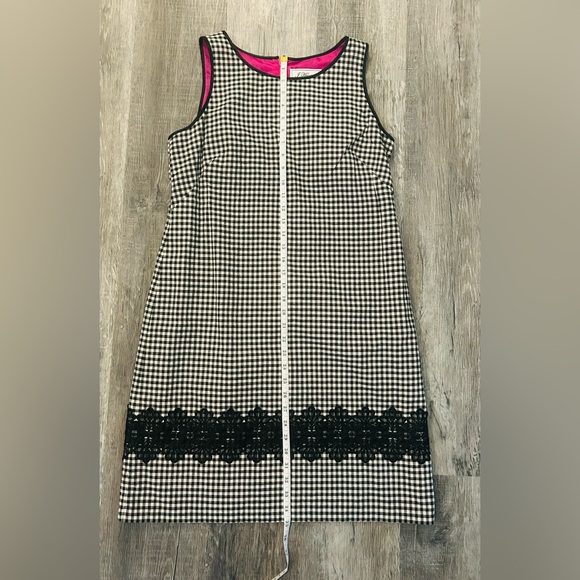 Jessica Howard Sleeveless Sheath Dress - Large / 12 - Black Gingham Lace Trim - Picture 12 of 13